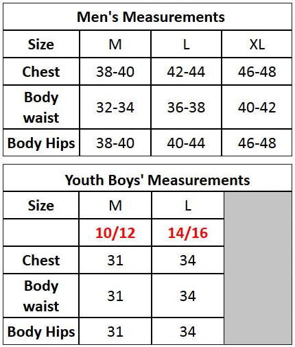 authentic t shirt company size chart